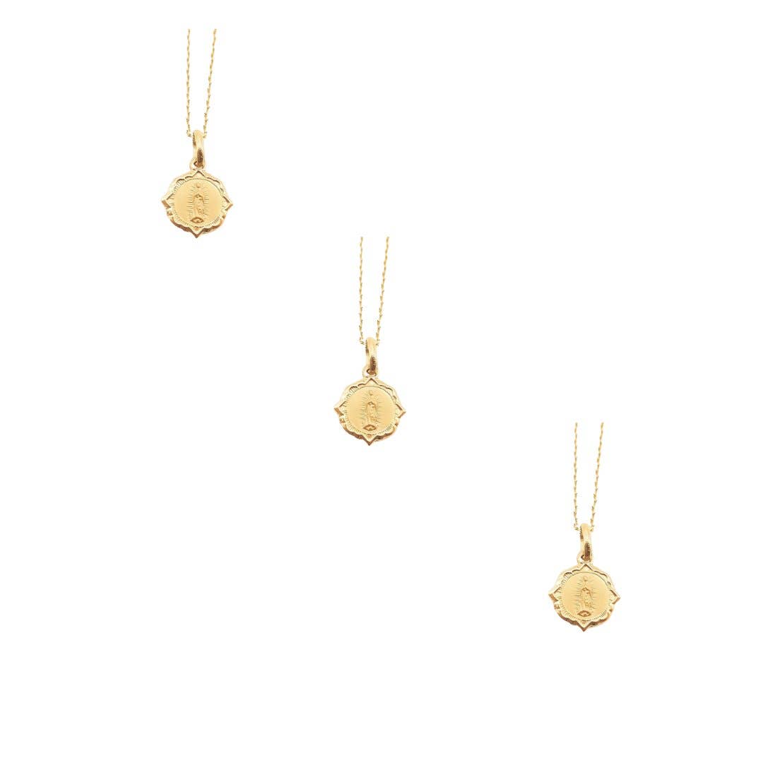 Gold Basilica Guadalupe Mini Scapular Pendant Necklace 18-inch