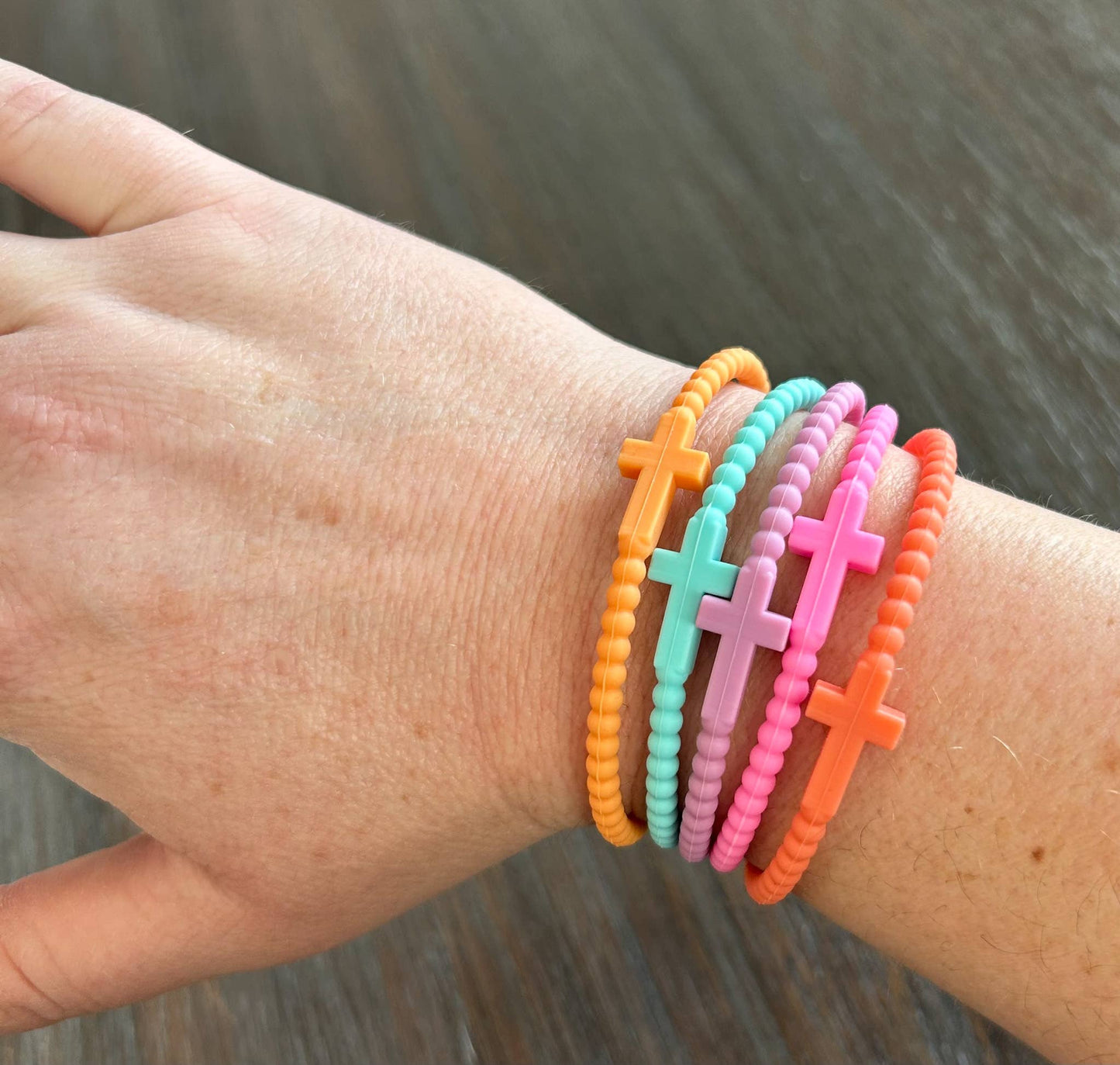 Silicone Cross Bracelet Set of 5