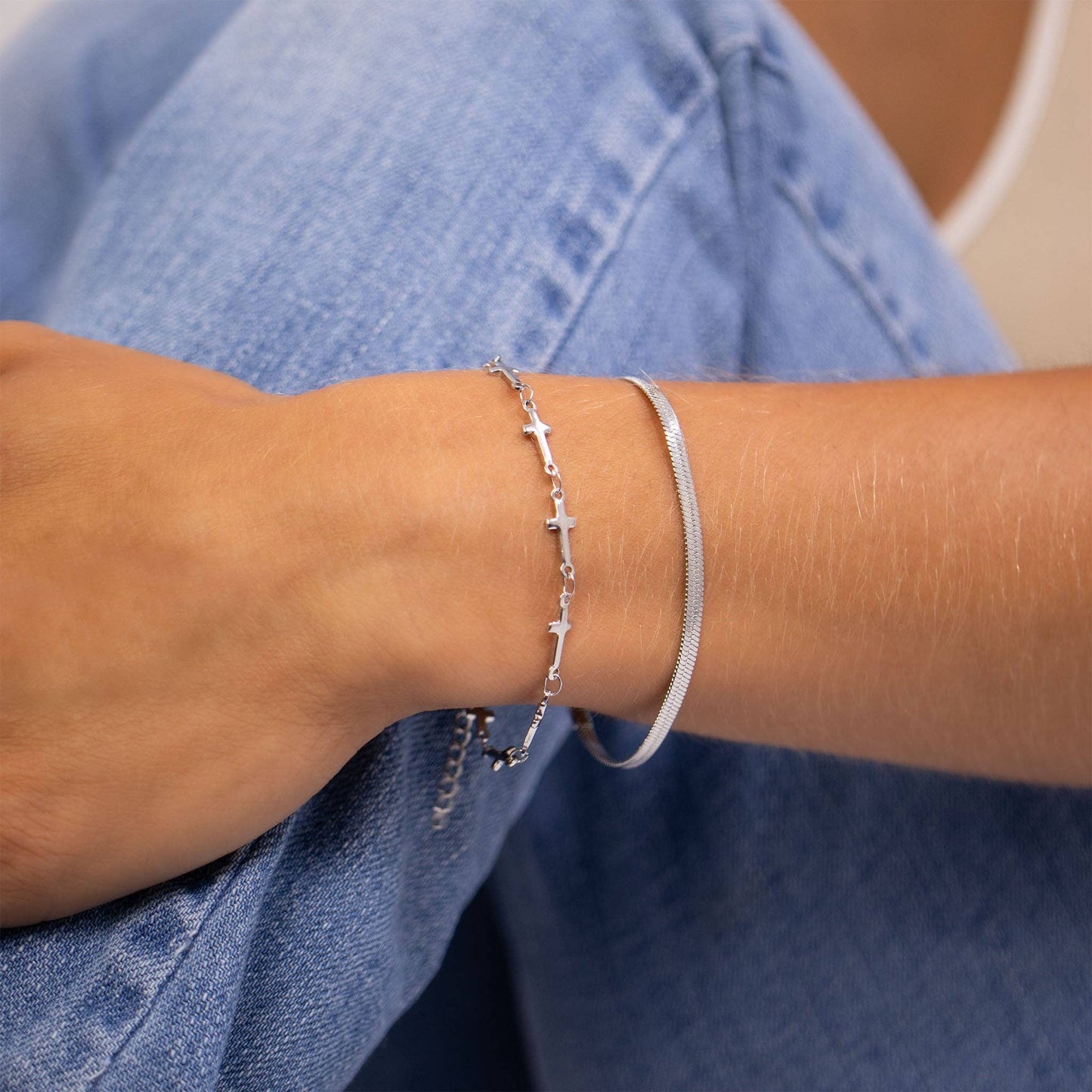 Stainless Steel Cross Chain Bracelet
