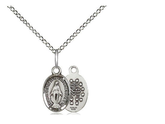 Sterling Silver Miraculous Medal 24" Chain