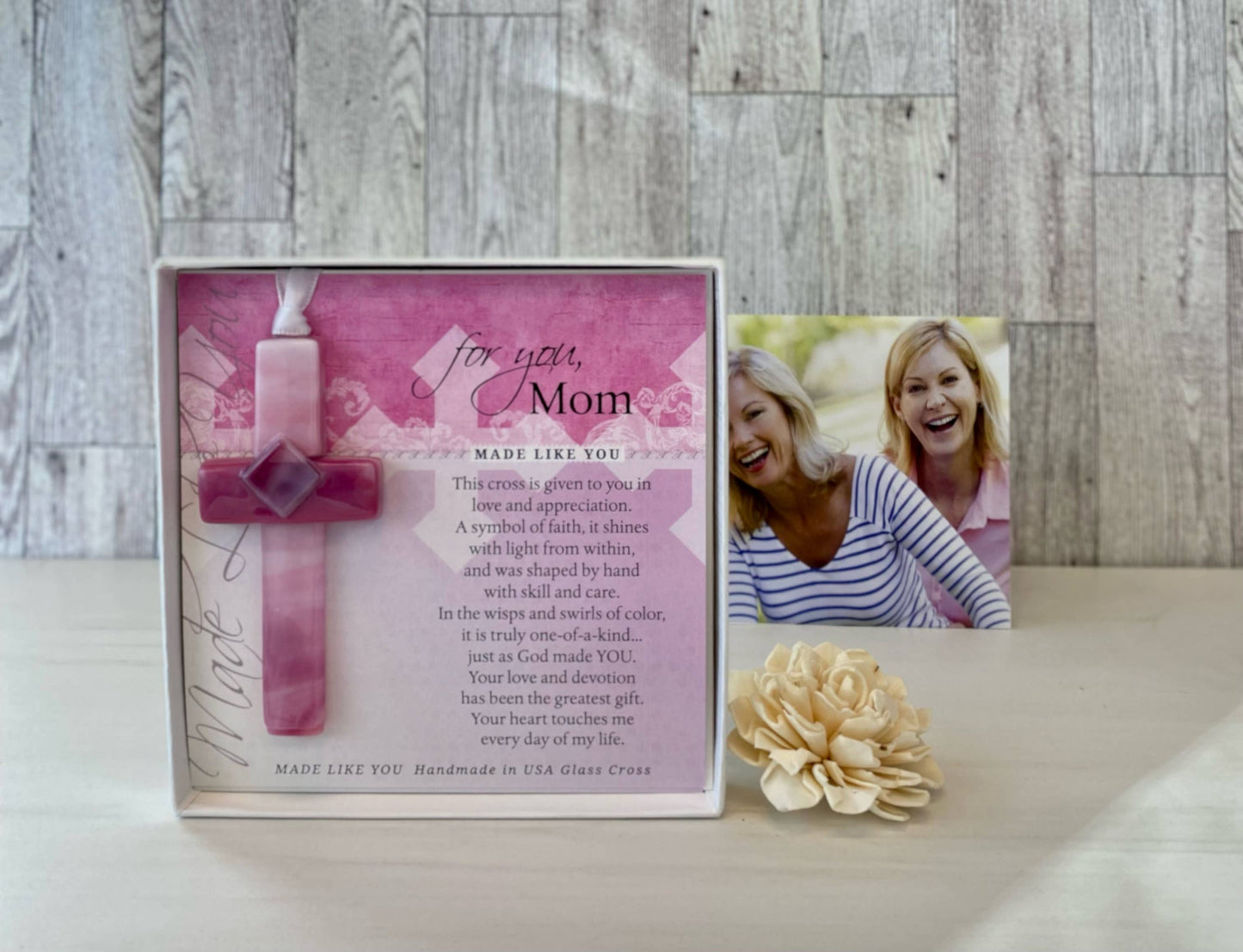 Mom Gift USA Handmade Glass Cross Christian Gift