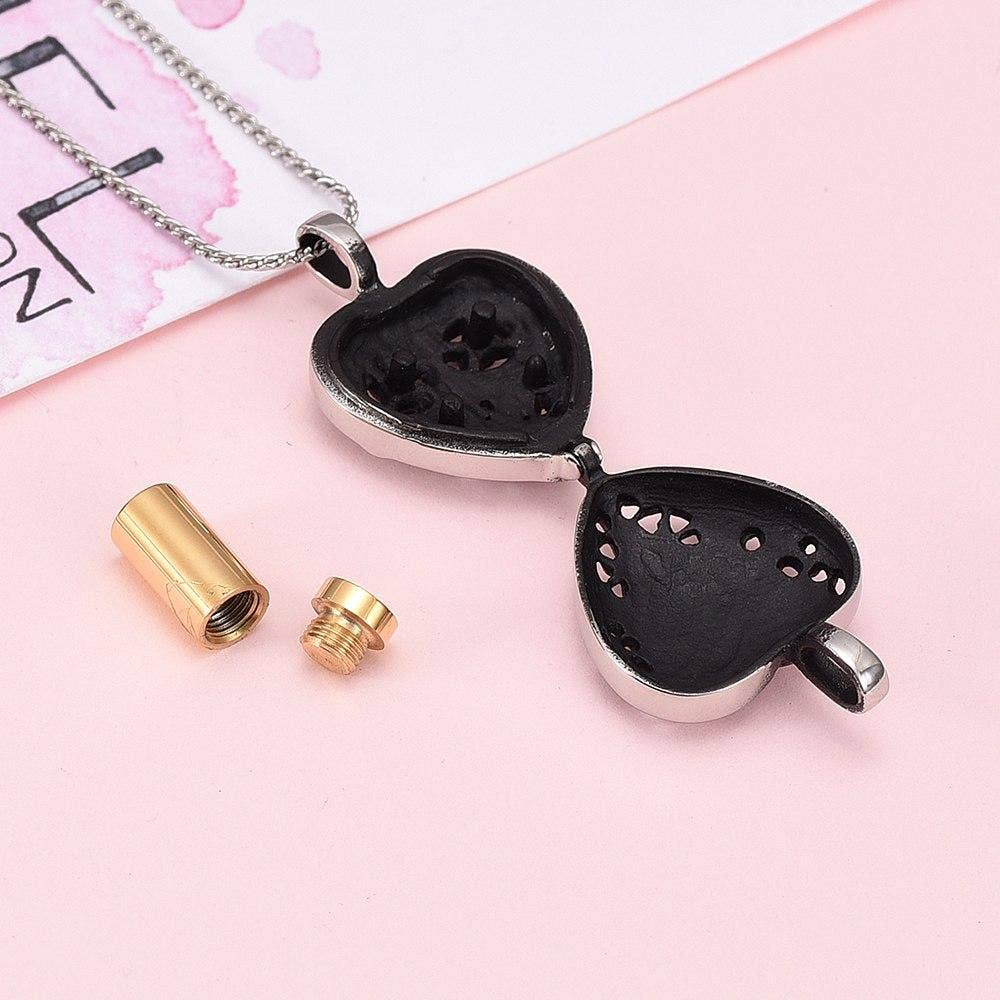 Heart Shaped Locket "Always In My Heart" Cremation Urn Necklace