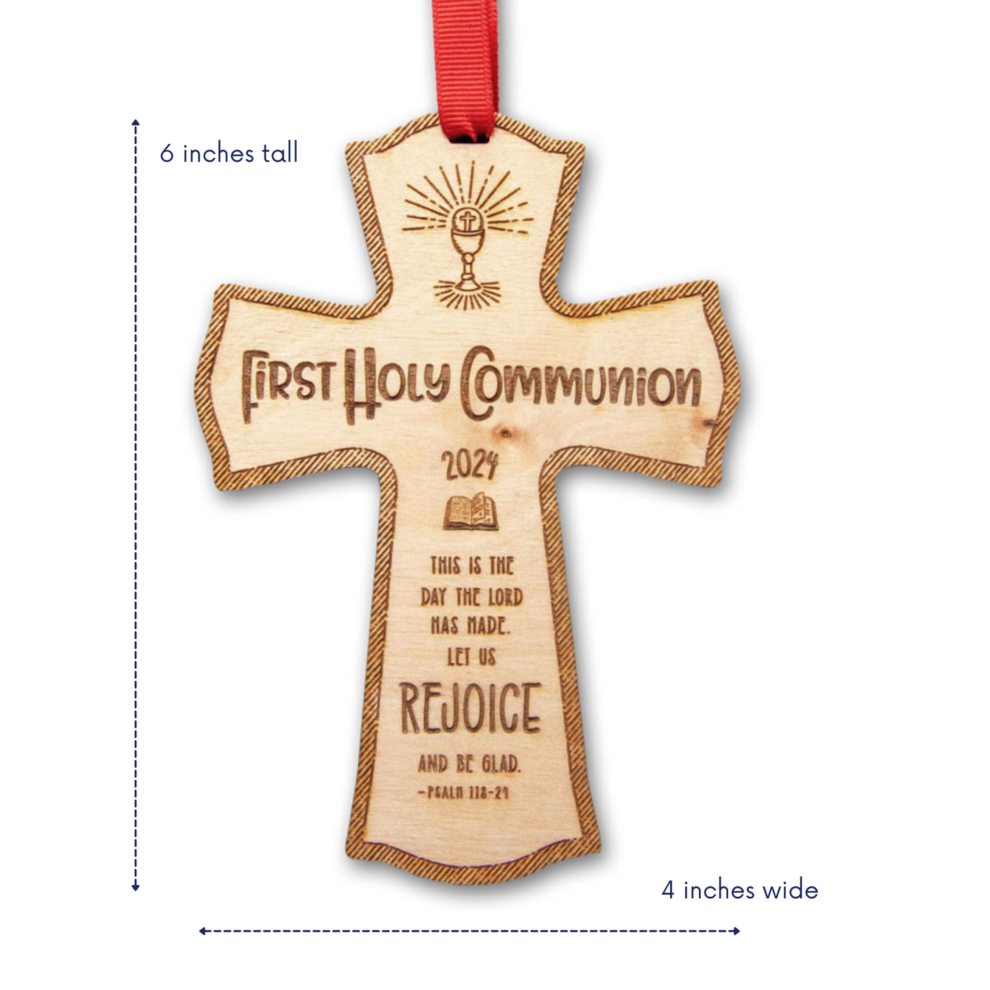 First Holy Communion Wood Cross Ornament 2025