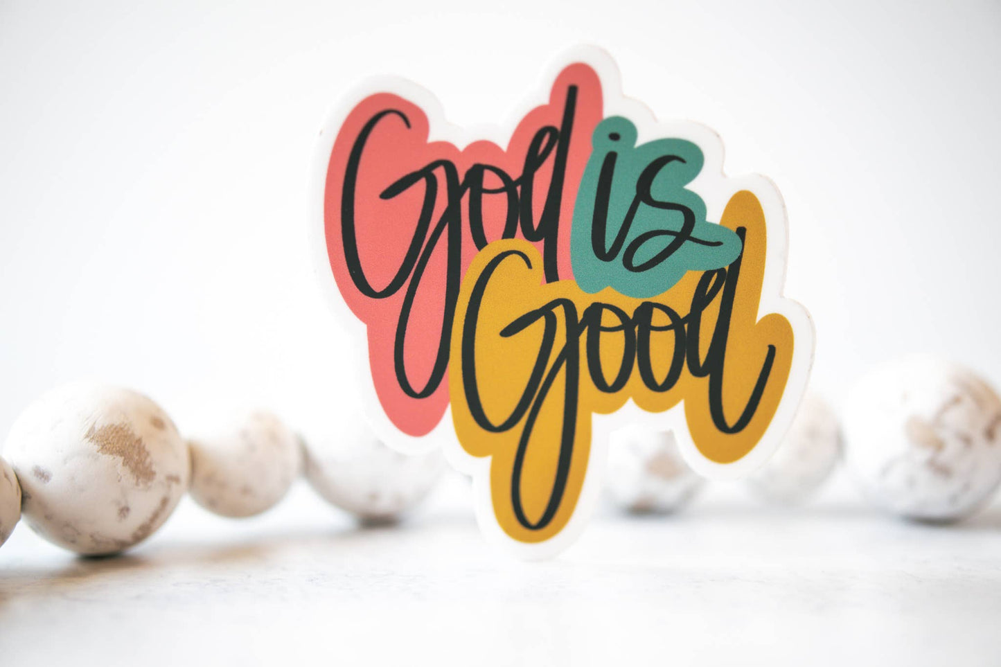 God Is Good, White Vinyl Sticker, 3x3 in.