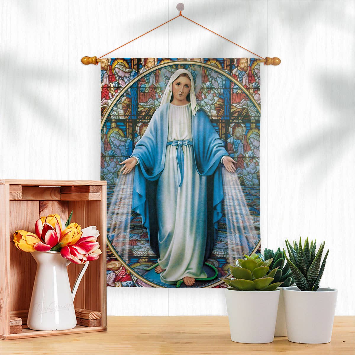 Our Lady of Grace Religious Faith Decor Flag