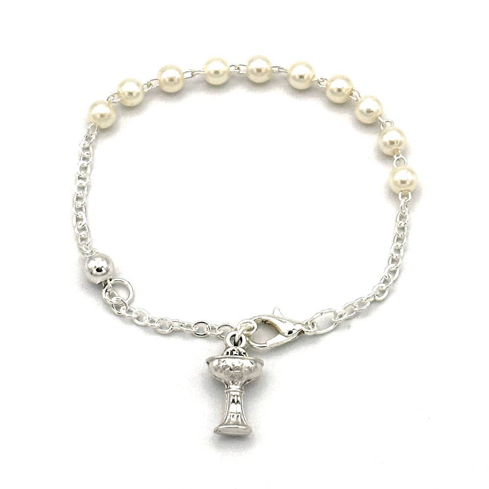 First Communion Pearl Beads Rosary Bracelet