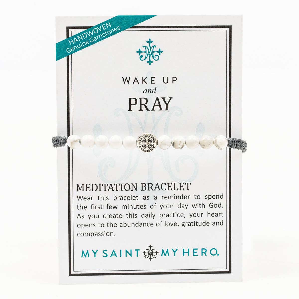 Wake Up & Pray Bracelet-Slate/White Howlite