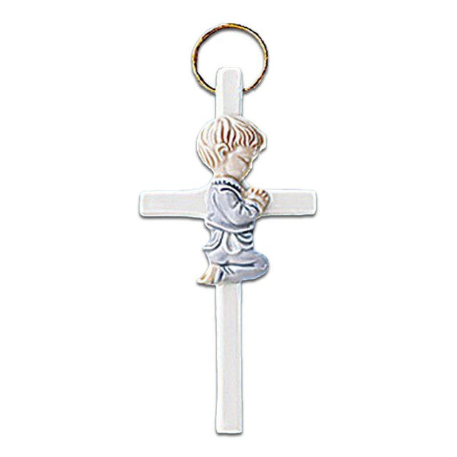 Praying Boy Wall Cross 5.5"