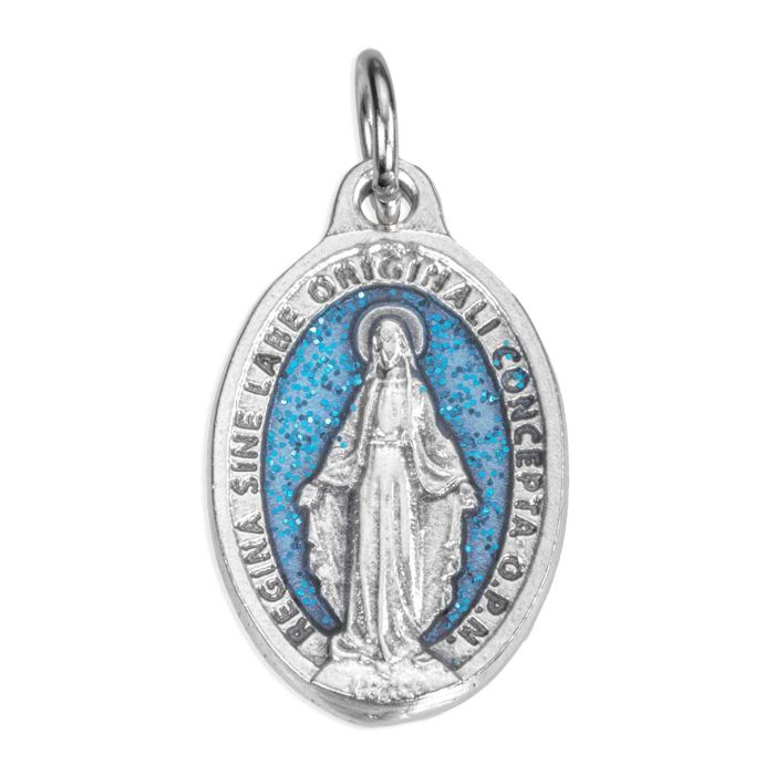 7/8" Miraculous Medal Ox. AQUA