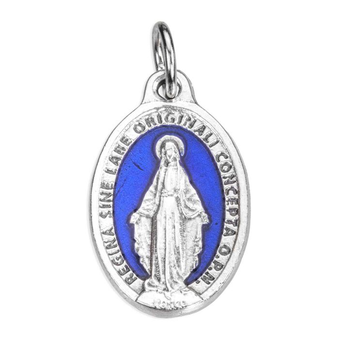 7/8" Miraculous Medal Ox. BLUE