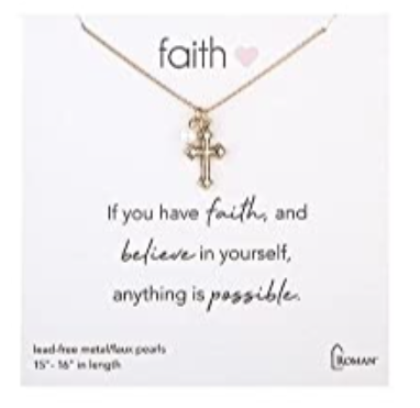 16-18"L GOLD NECKLACE WITH CROSS CHARM