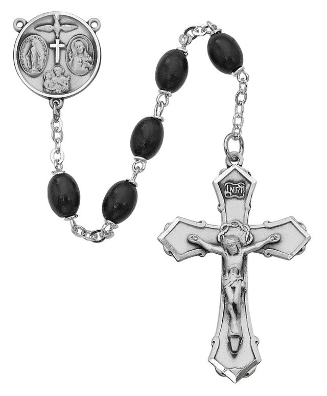 6X8MM BLACK WOOD ROSARY