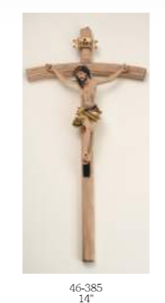 14" Wood Crucifix w/ Resin Corpus
