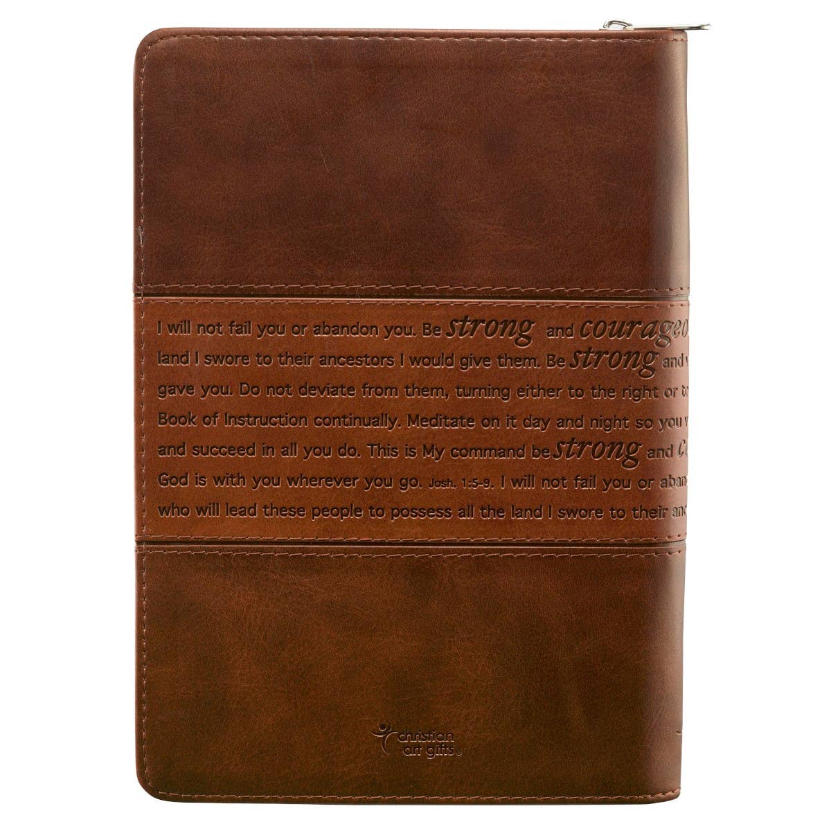 Strong and Courageous Zippered Classic LuxLeather Journal -