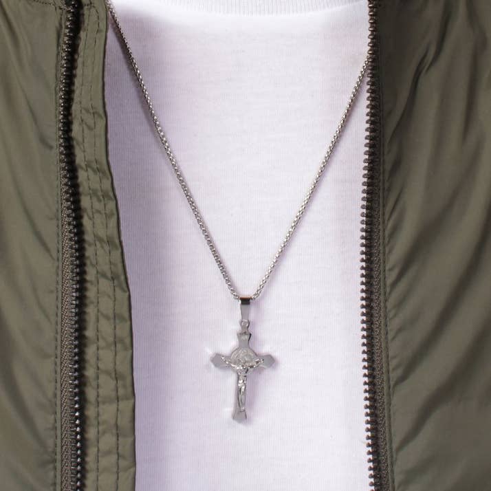 Stainless Steel Crucifix Men's Necklace