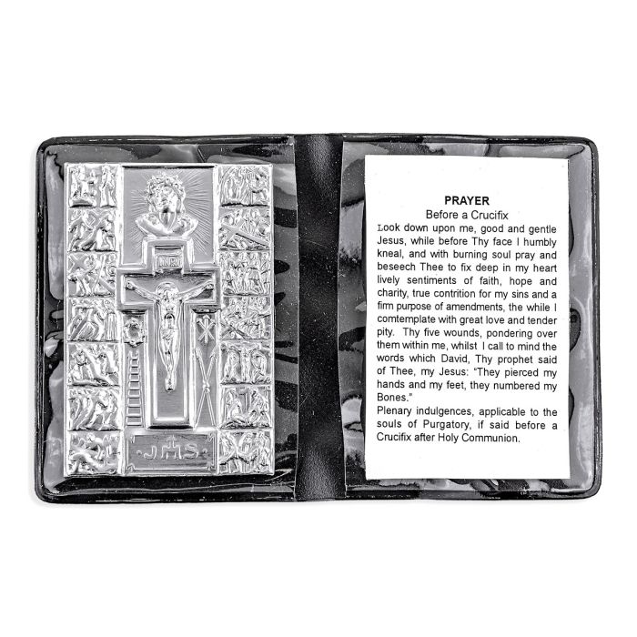 Stations of the Cross Metal Plaque in Folder