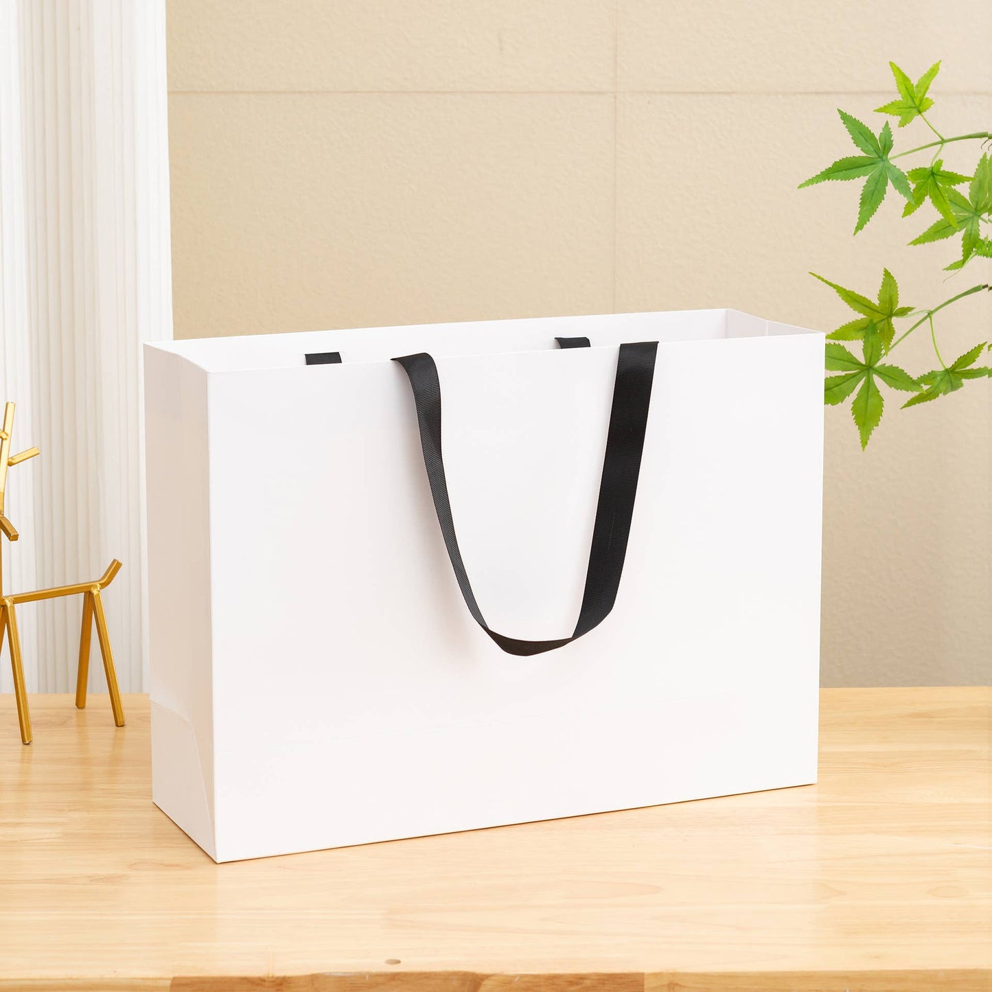 premium Threaded Rope White Gift Bag w/ free tissue
