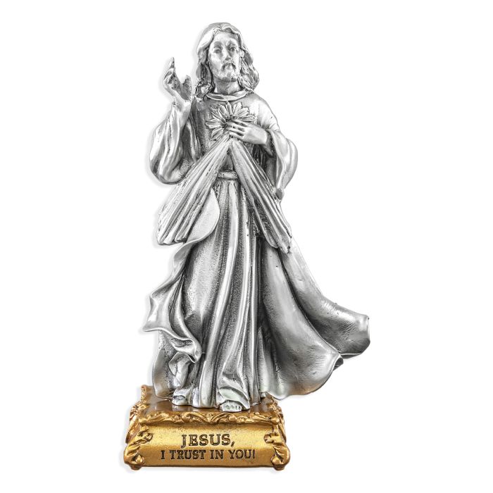 4 1/2" Pewter Divine Mercy Statue