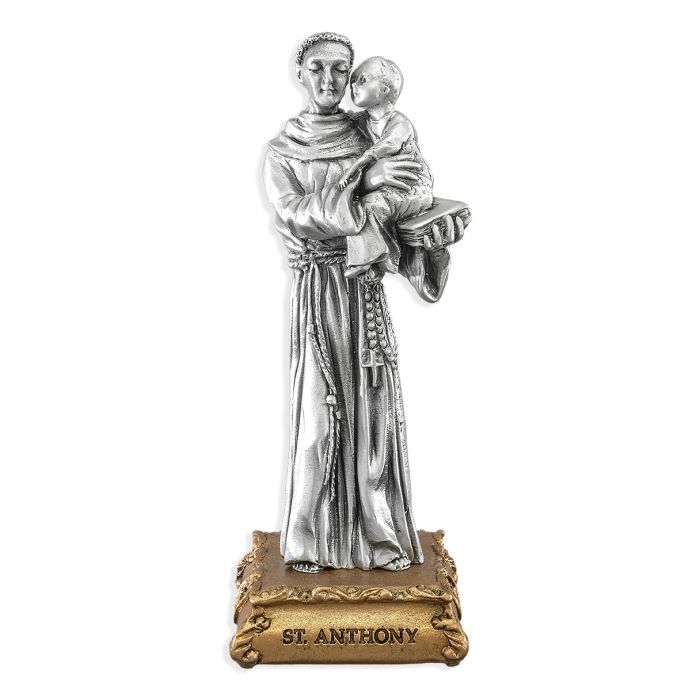 4 1/2" Pewter Saint Anthony Statue, Gift Boxed