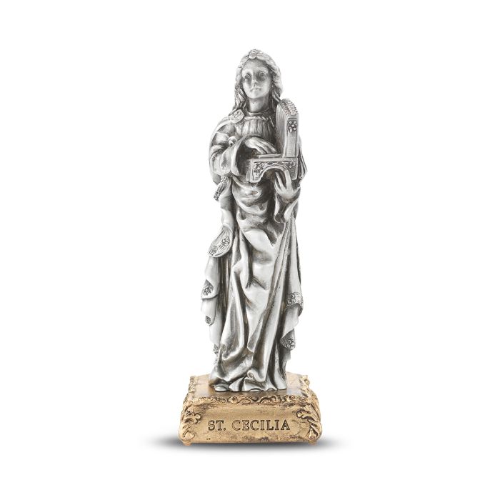4 1/2" Pewter Saint Cecilia Statue