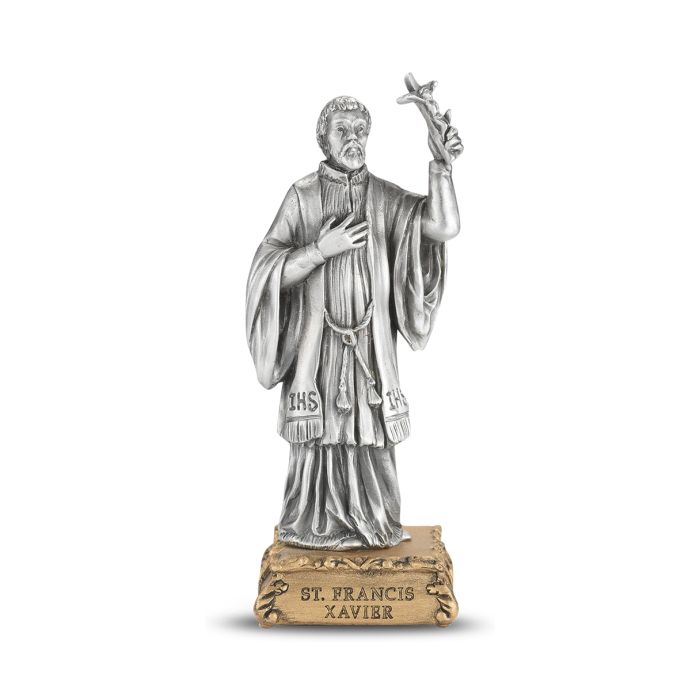 4 1/2" Pewter Saint Francis Xavier Statue, Gift Boxed