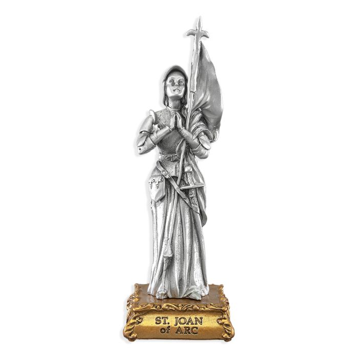 4 1/2" Pewter Saint Joan of Arc Statue, Gift Boxed