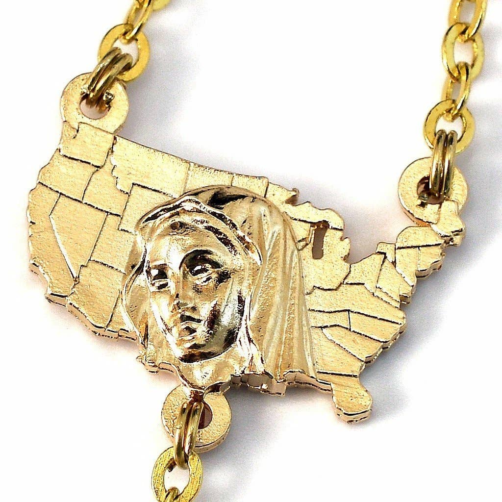 The USA Rosary in Gold Finish with 50 States Beads