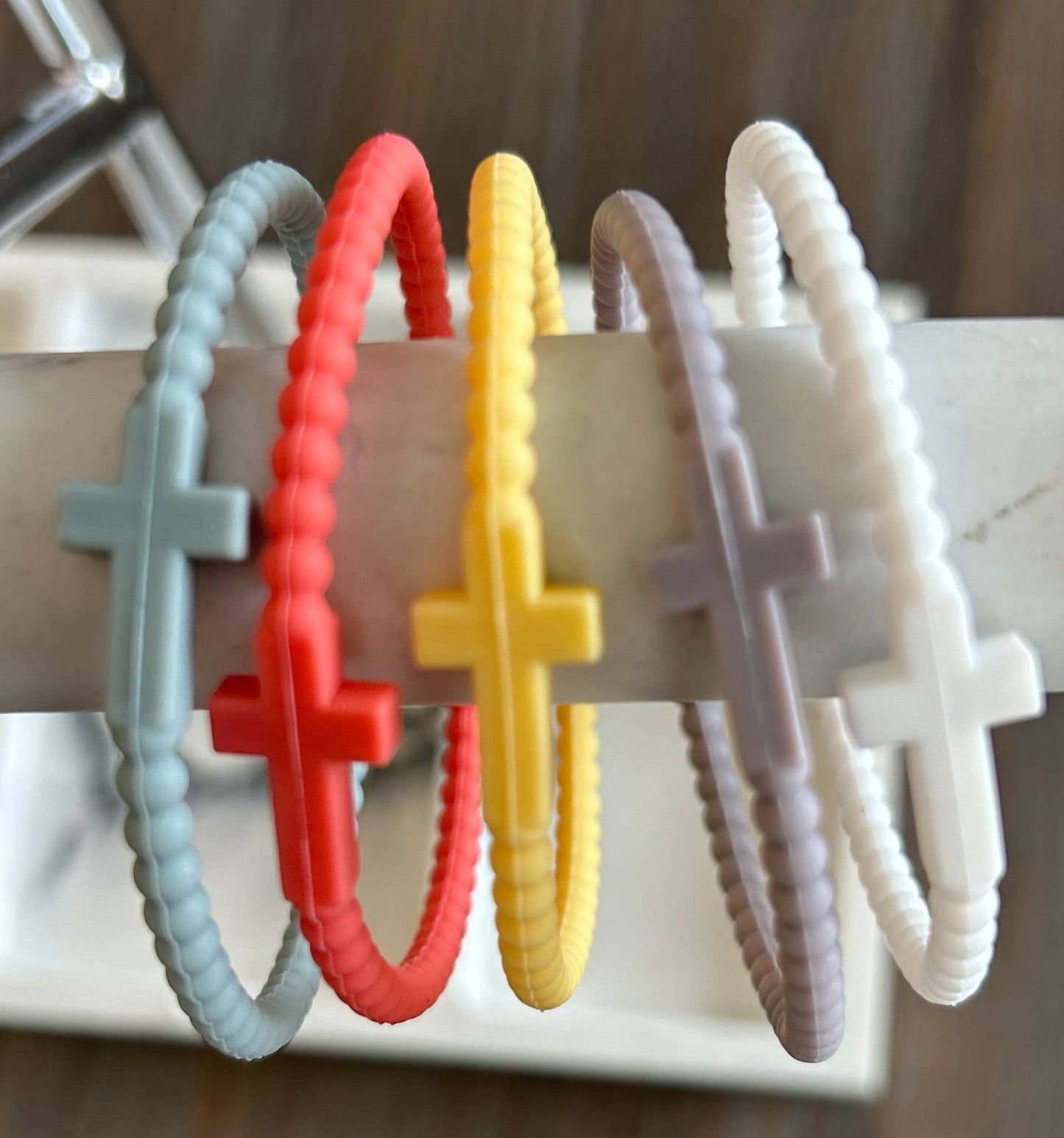 Silicone Cross Bracelet Set of 5