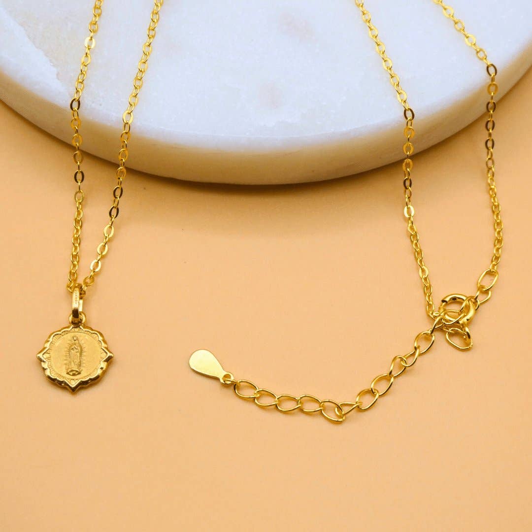 Gold Basilica Guadalupe Mini Scapular Pendant Necklace 18-inch