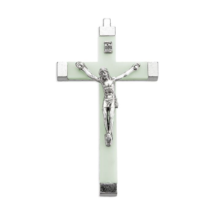 3 3/4" Luminous Wood Nickel Bound Crucifix