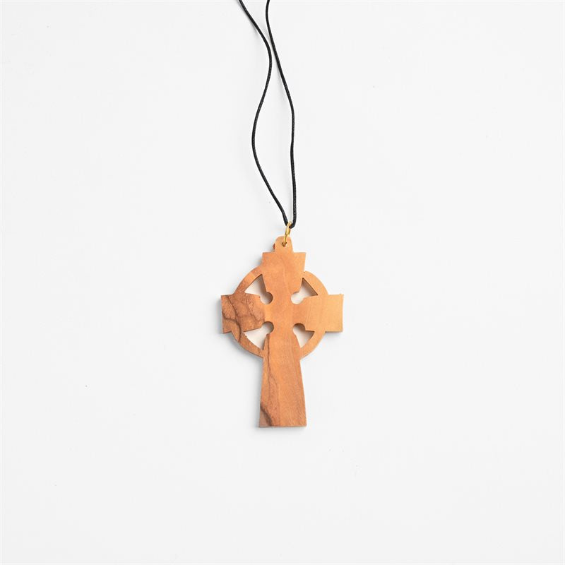 Olive Wood Celtic Cross On Cord