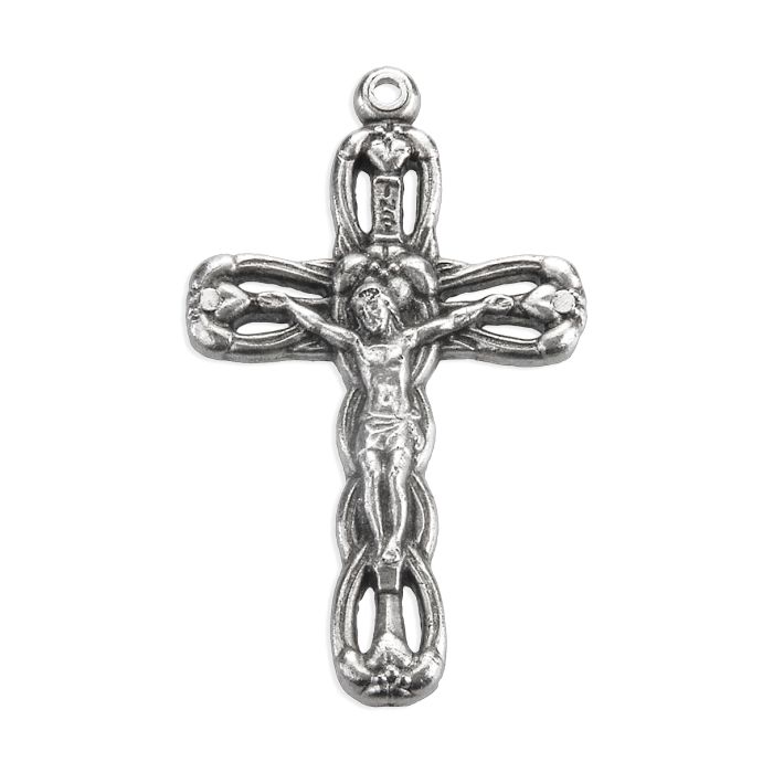 1 1/4" Antiqued Silver Oxidized Pierced Crucifix