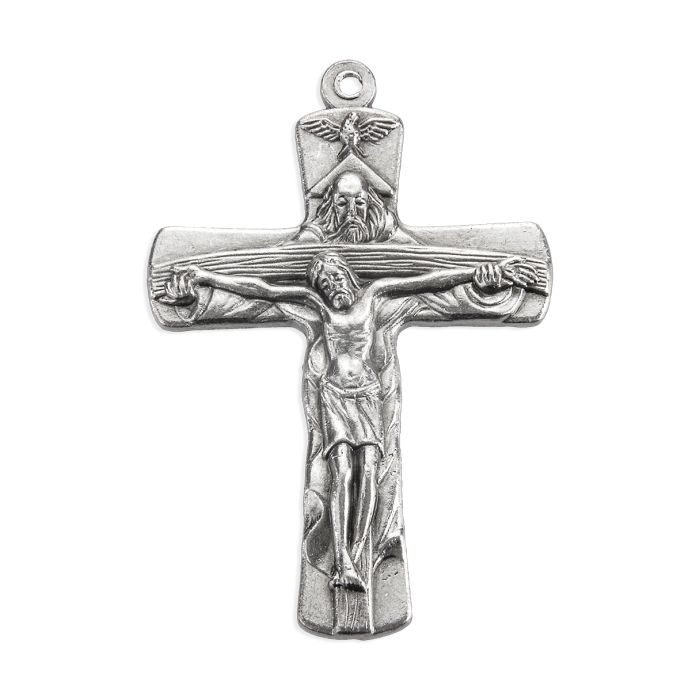 2" Antiqued Silver Oxidized Trinity Crucifix