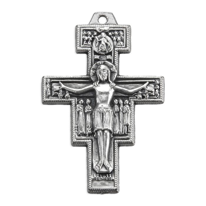 1 1/4" Antiqued Silver Oxidized San Damiano Cross