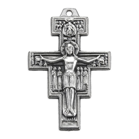 1 1/4" Antiqued Silver Oxidized San Damiano Cross