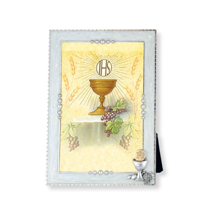 Photo Frame - White Pearlized Communion Chalice with Grapes