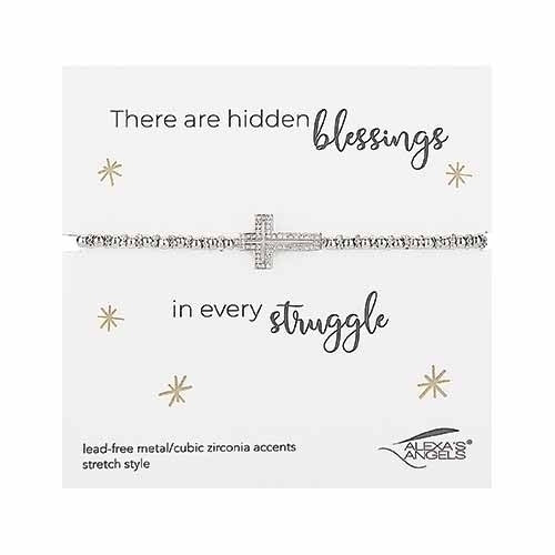 7"L SILVER CROSS STRETCH BRACELET (Alexa's Angels)