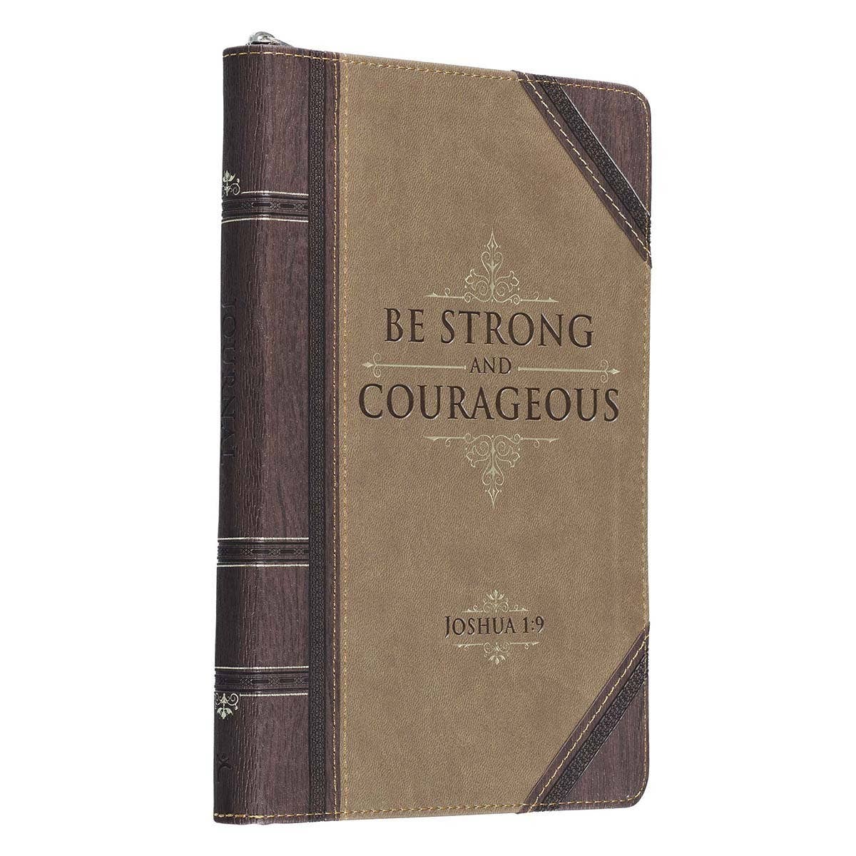 Journal Classic Zip Brown Two-tone Be Strong Josh. 1:9
