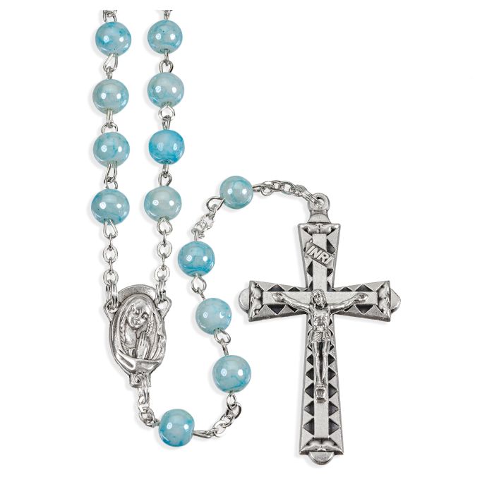 6MM AQUA MARBELIZED ROSARY