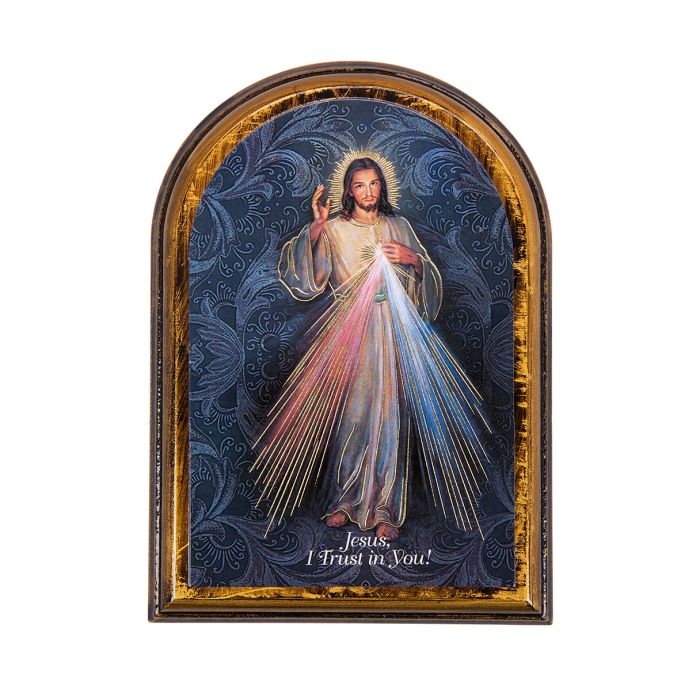 Divine Mercy Arched Wood Plaque