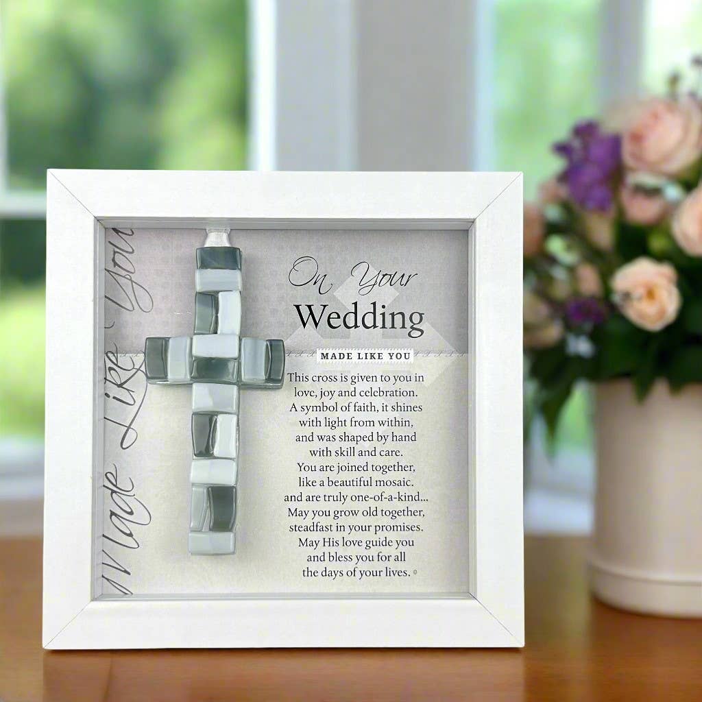 Handmade Mosaic Glass Cross Wedding Day Gift Frame