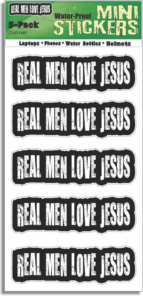 Real Men Love Jesus - Christian Bumper Sticker, Smaller Sticker Sets