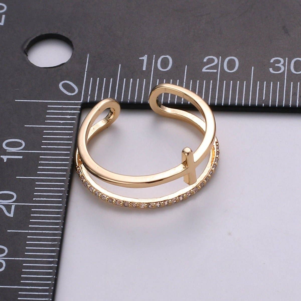 Sideway Gold Cross Ring