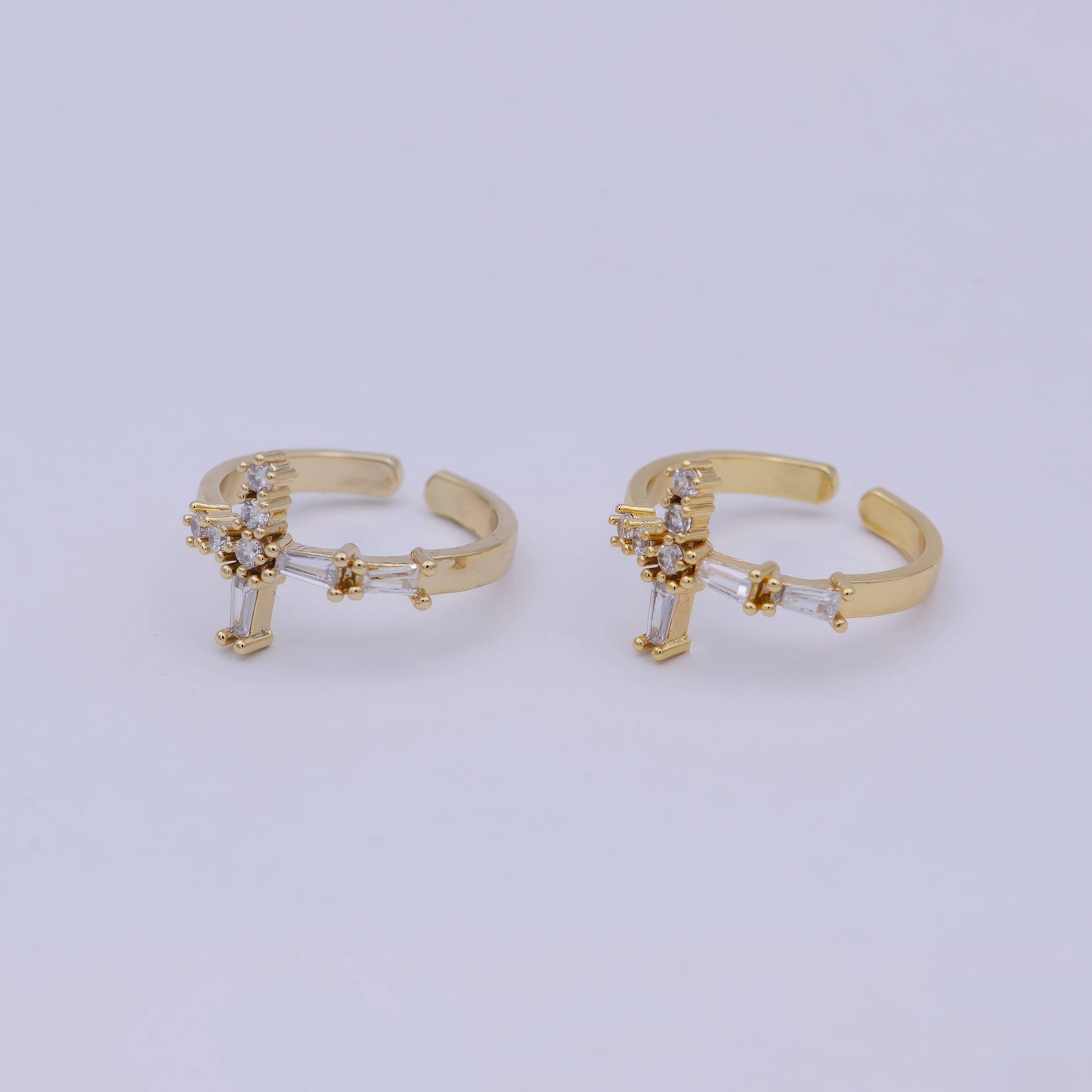 Gold Filled Christian Cross Adjustable Ring with Crystal Zirconia
