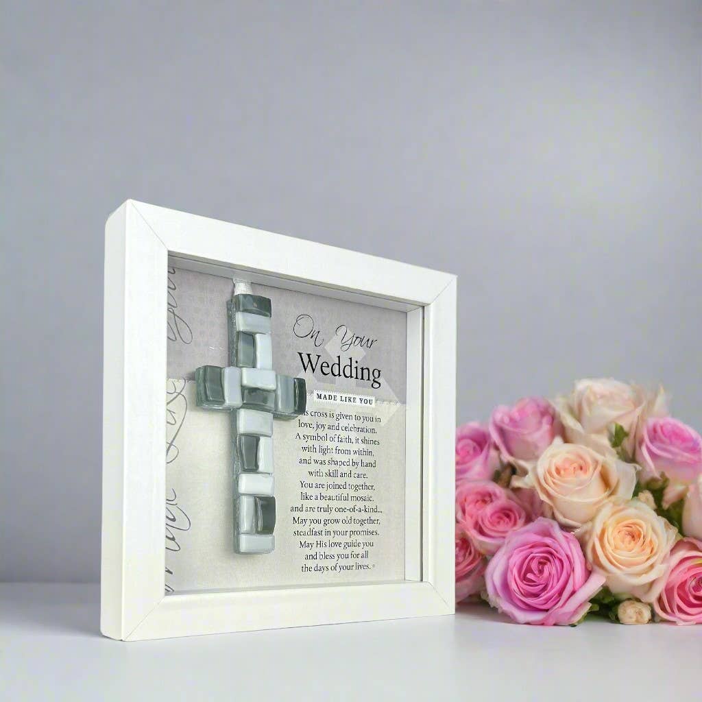 Handmade Mosaic Glass Cross Wedding Day Gift Frame