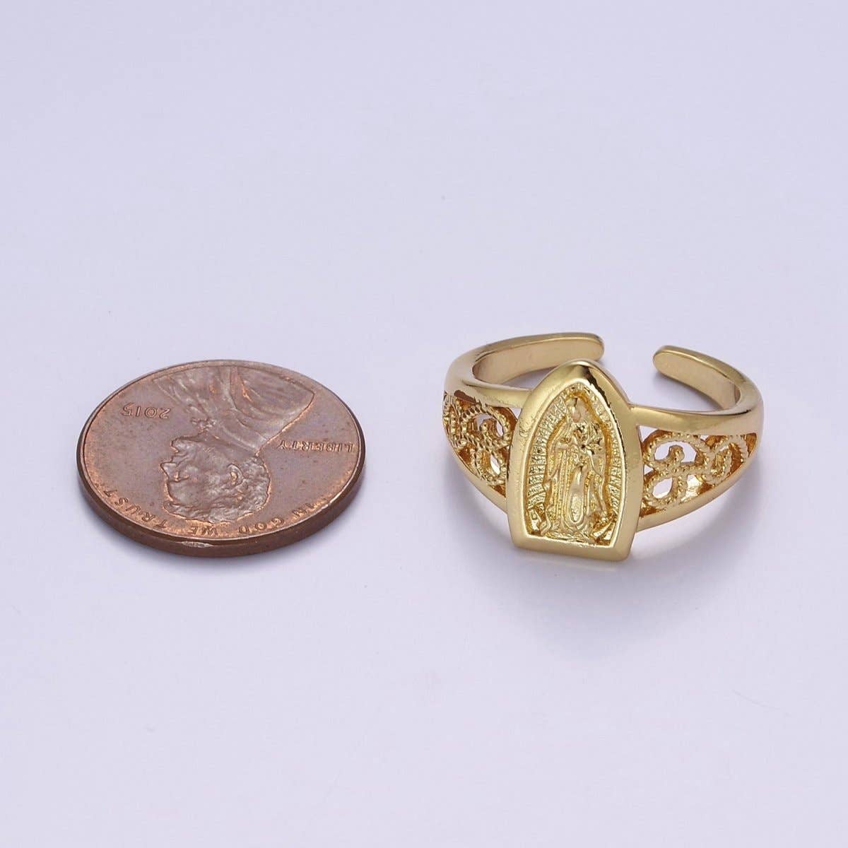 Catholic Our Lady of Guadalupe Gold Rings Virgin Mary Religious Ring O-2164