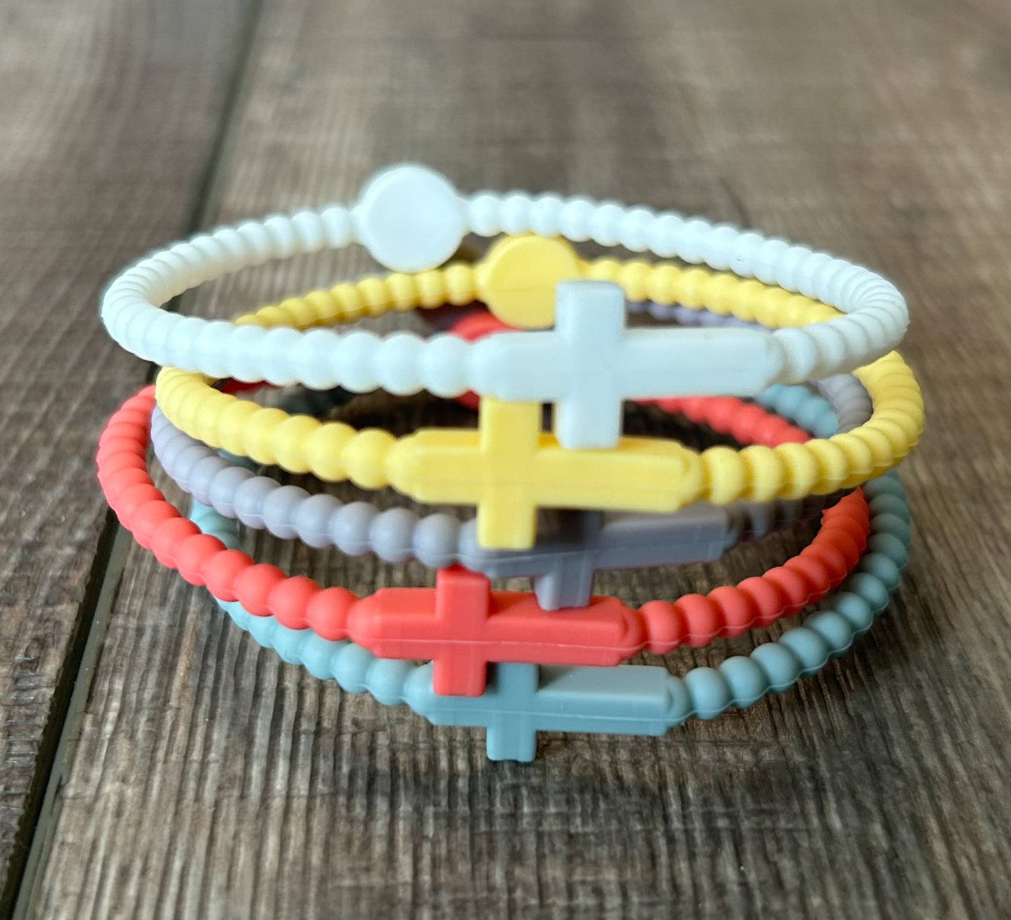 Silicone Cross Bracelet Set of 5