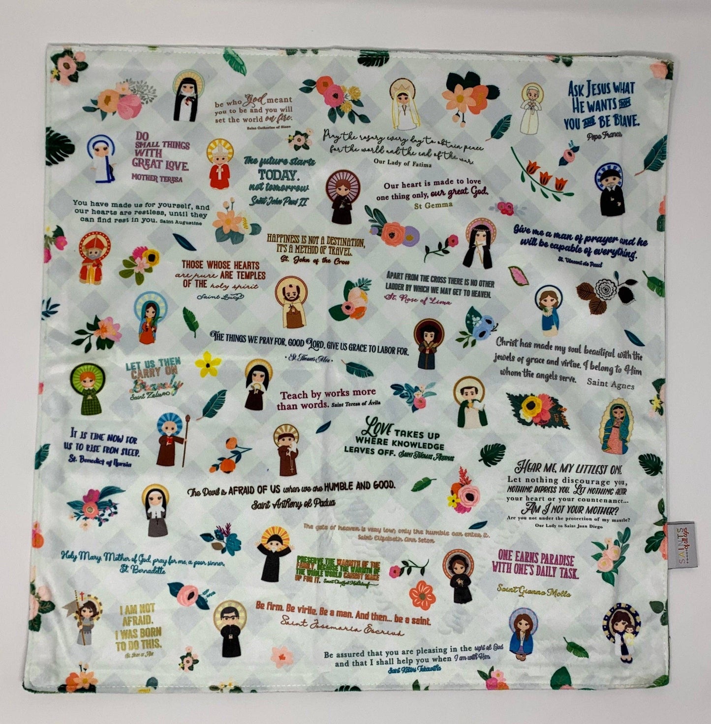 18" Catholic Saint Quotes Ultra Soft Lovey Blanket