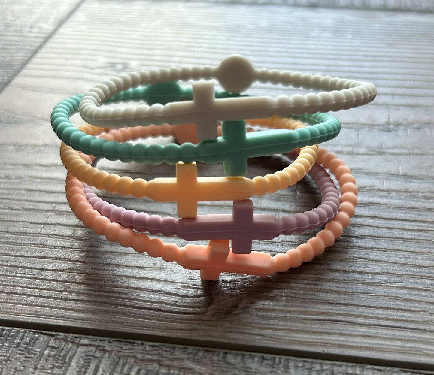Silicone Cross Bracelet Set of 5