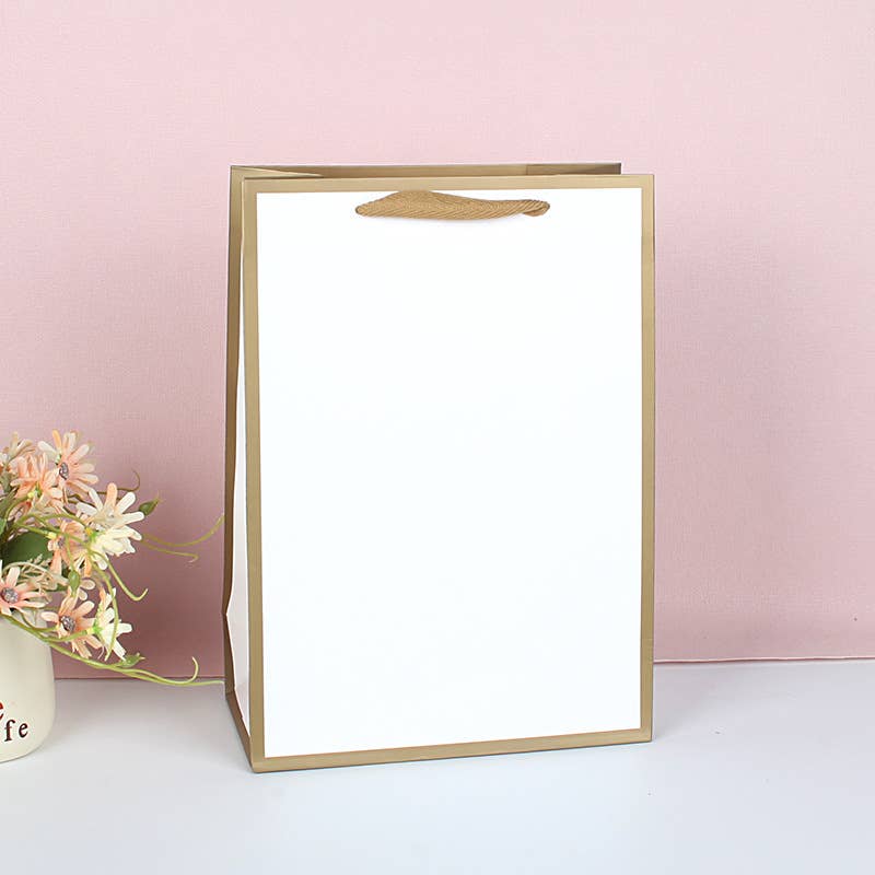 White with Gold border gift bag w/ free tissue